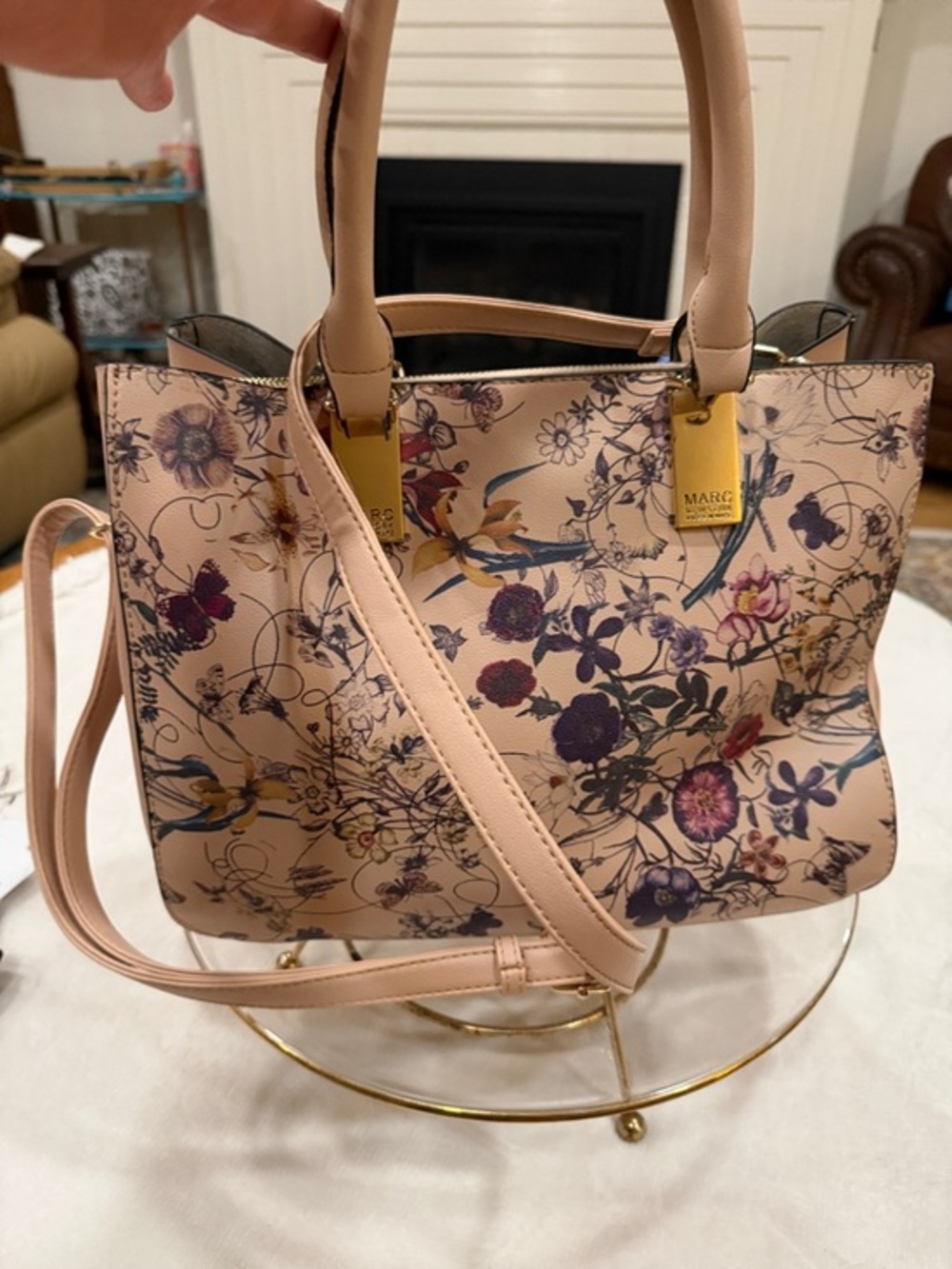 Marc New York Blush Pink Floral Satchel with Gold Hardware
